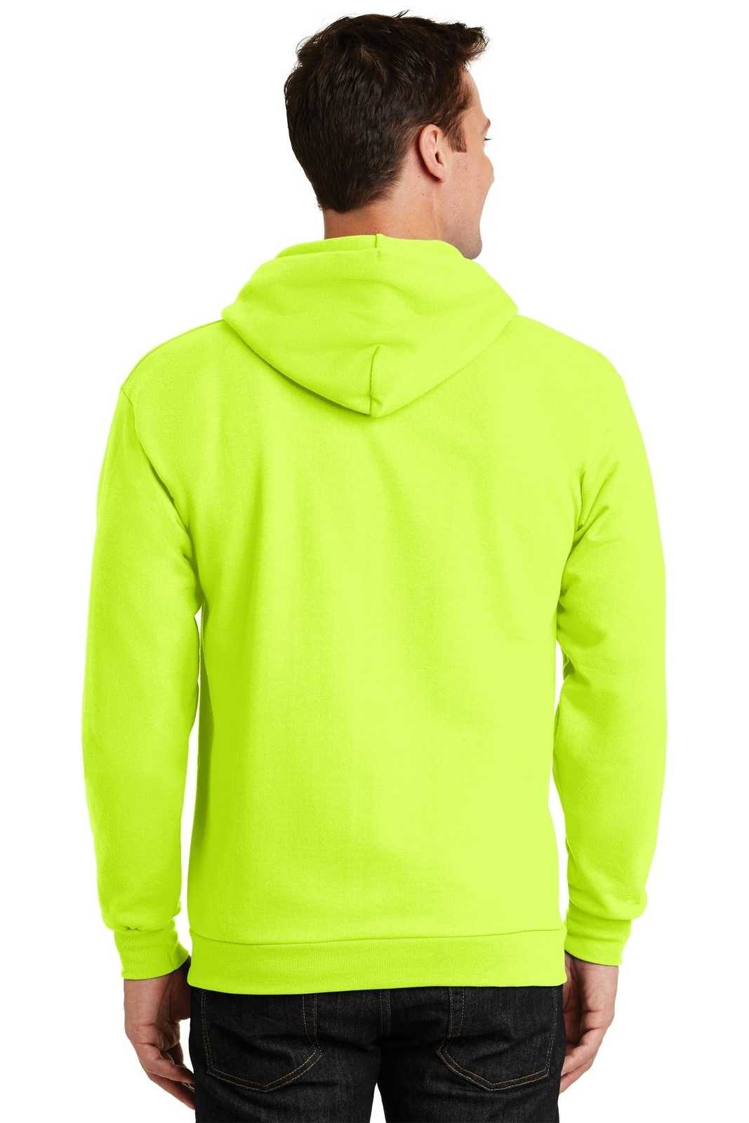 Port &amp; Company PC90ZH Essential Fleece Full-Zip Hooded Sweatshirt - Safety Green - HIT a Double - 2