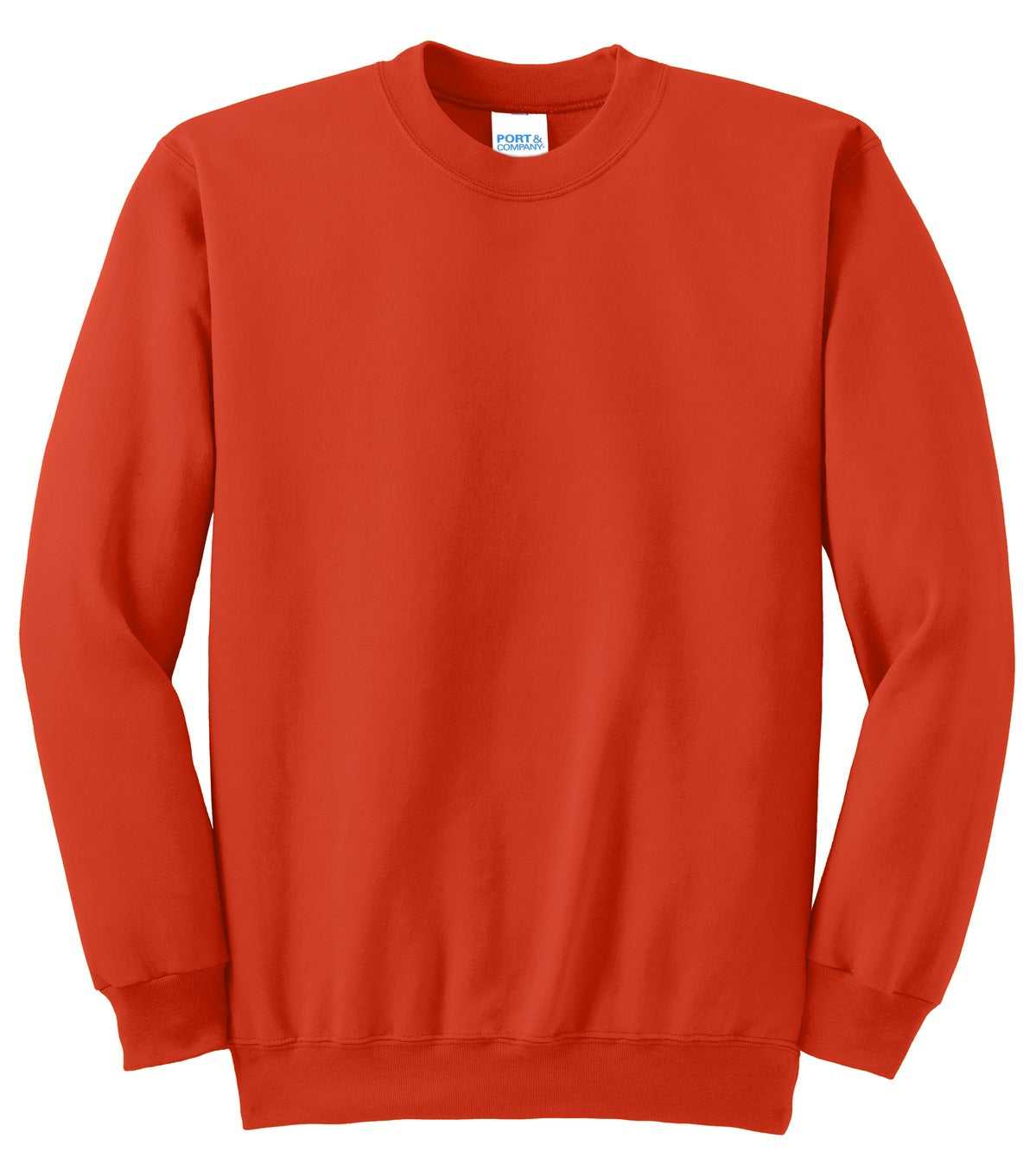 Port &amp; Company PC90 Essential Fleece Crewneck Sweatshirt - Orange - HIT a Double - 5
