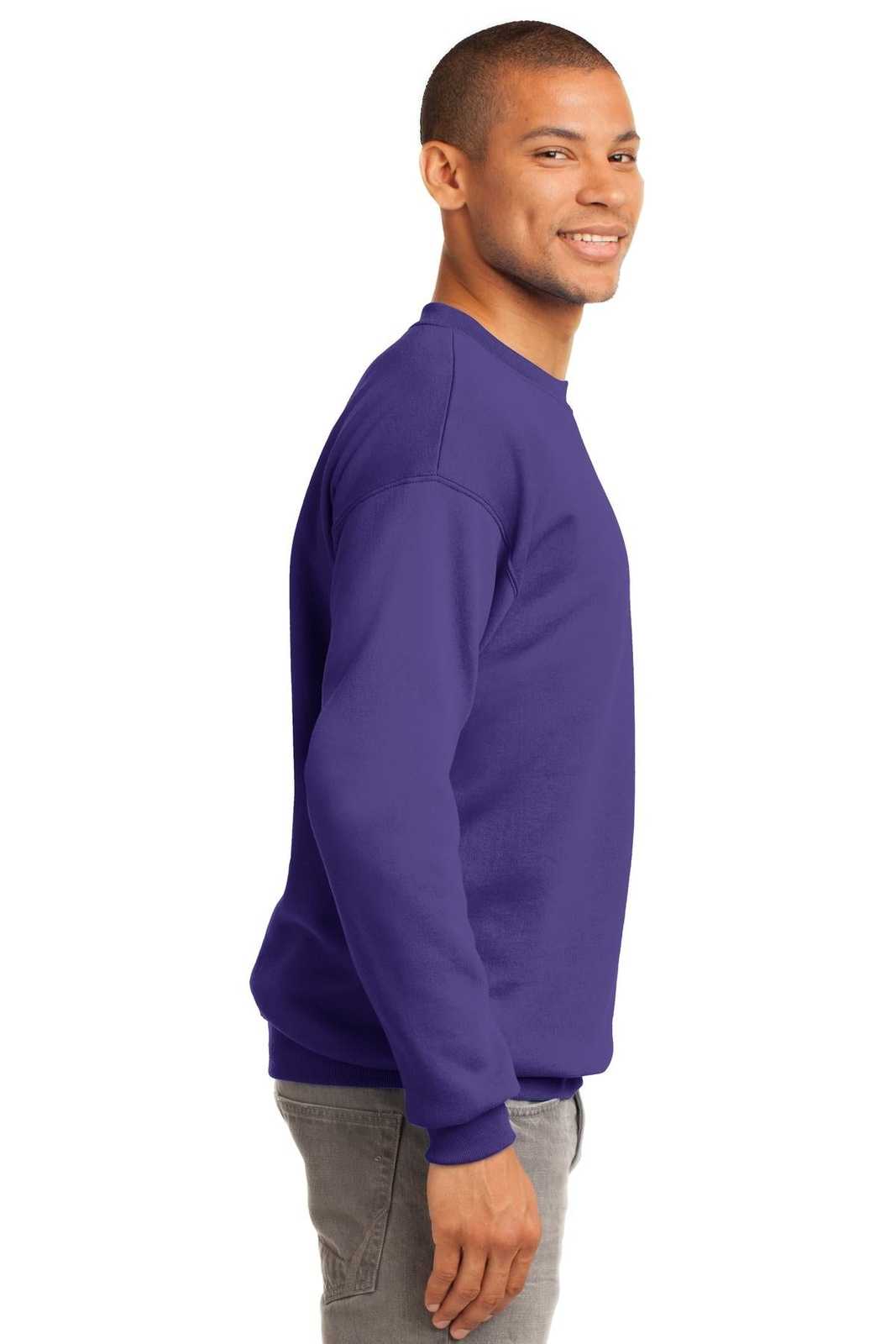 Port &amp; Company PC90 Essential Fleece Crewneck Sweatshirt - Purple - HIT a Double - 3