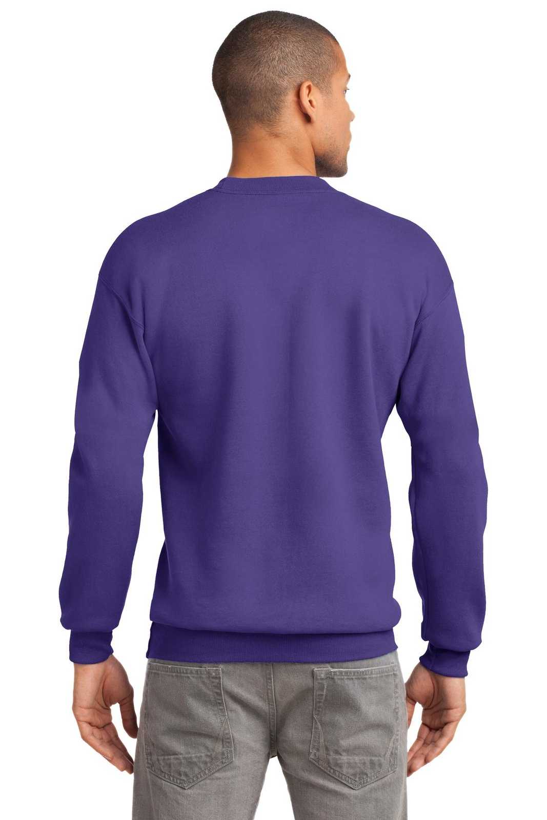 Port &amp; Company PC90 Essential Fleece Crewneck Sweatshirt - Purple - HIT a Double - 2