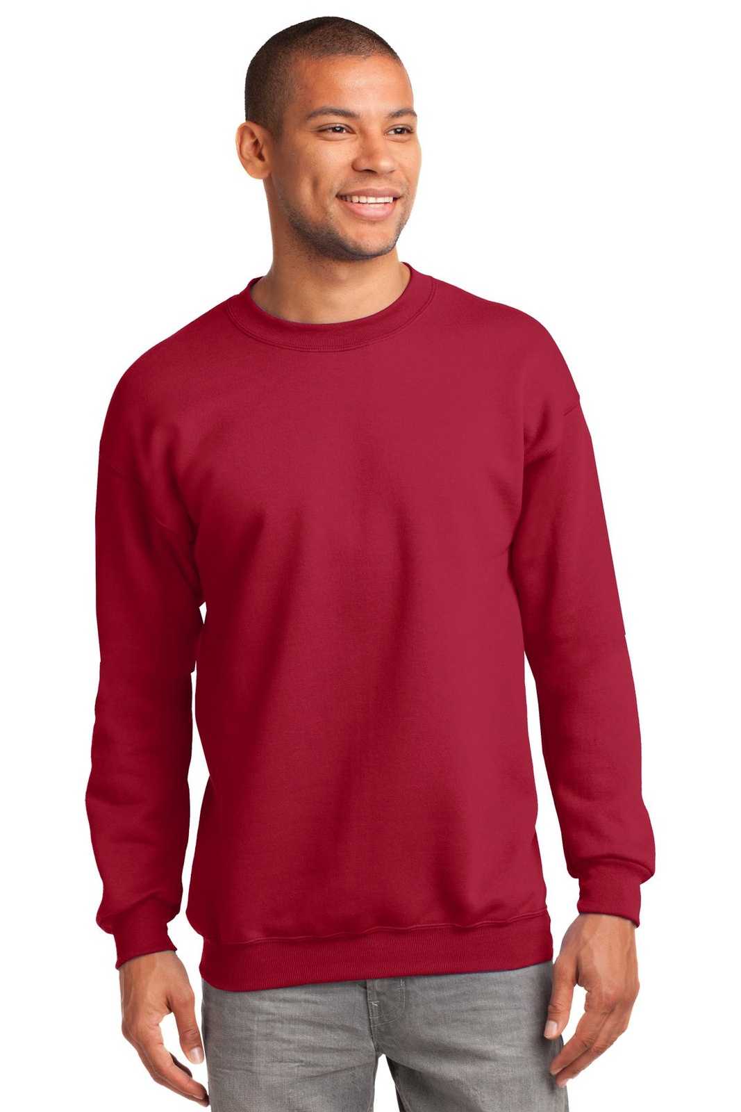 Port & Company PC90 Essential Fleece Crewneck Sweatshirt - Red - HIT a Double - 1