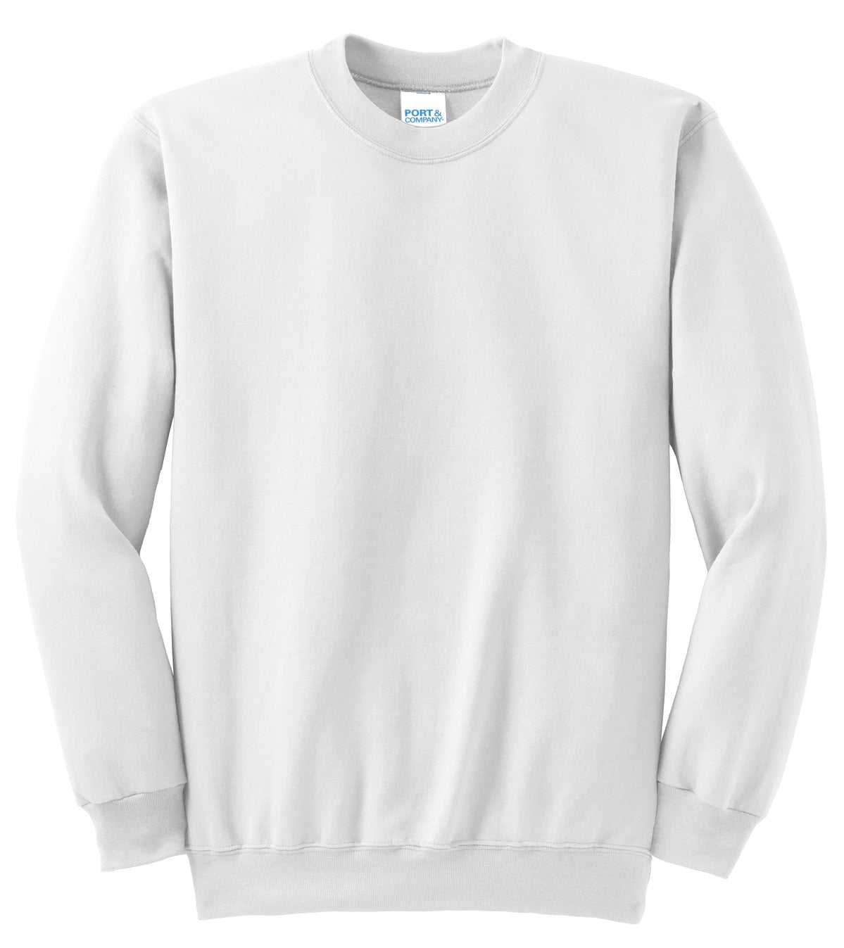 Port &amp; Company PC90 Essential Fleece Crewneck Sweatshirt - White - HIT a Double - 5