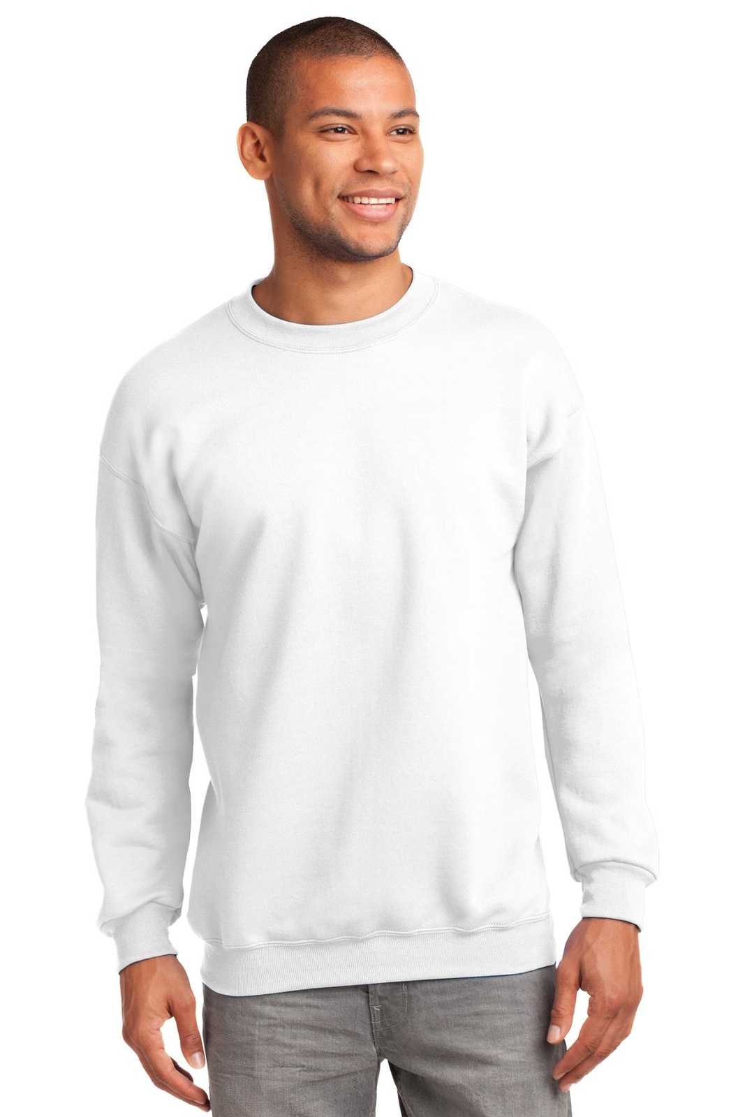 Port & Company PC90 Essential Fleece Crewneck Sweatshirt - White - HIT a Double - 1