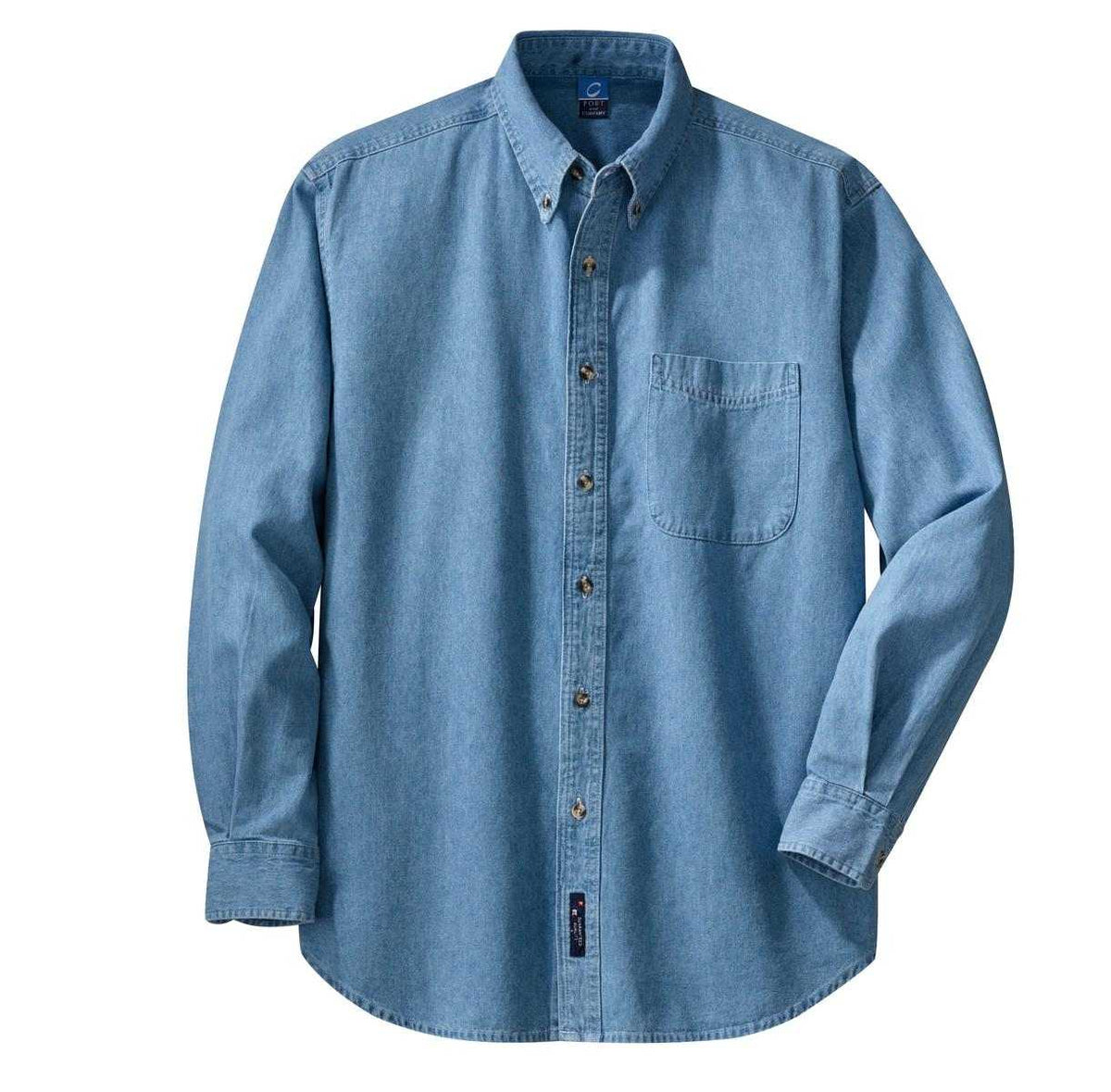 Port &amp; Company SP10 Long Sleeve Value Denim Shirt - Faded Blue - HIT a Double - 2