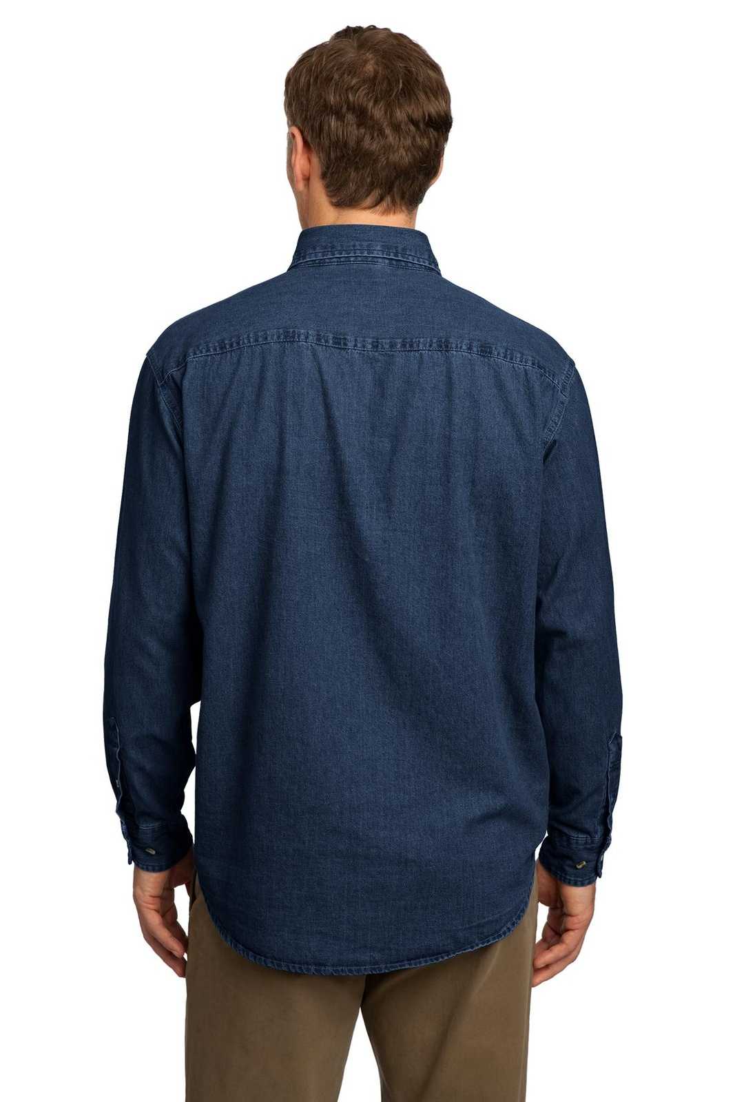 Port & Company SP10 Long Sleeve Value Denim Shirt - Ink Blue - HIT a Double - 1