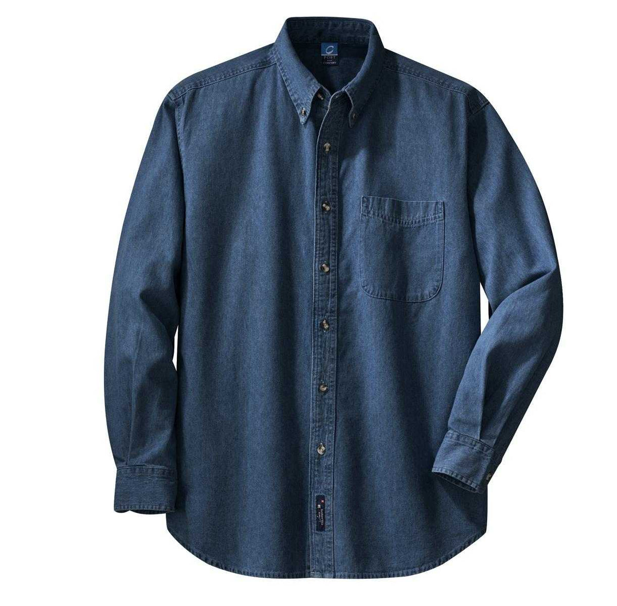Port &amp; Company SP10 Long Sleeve Value Denim Shirt - Ink Blue - HIT a Double - 5
