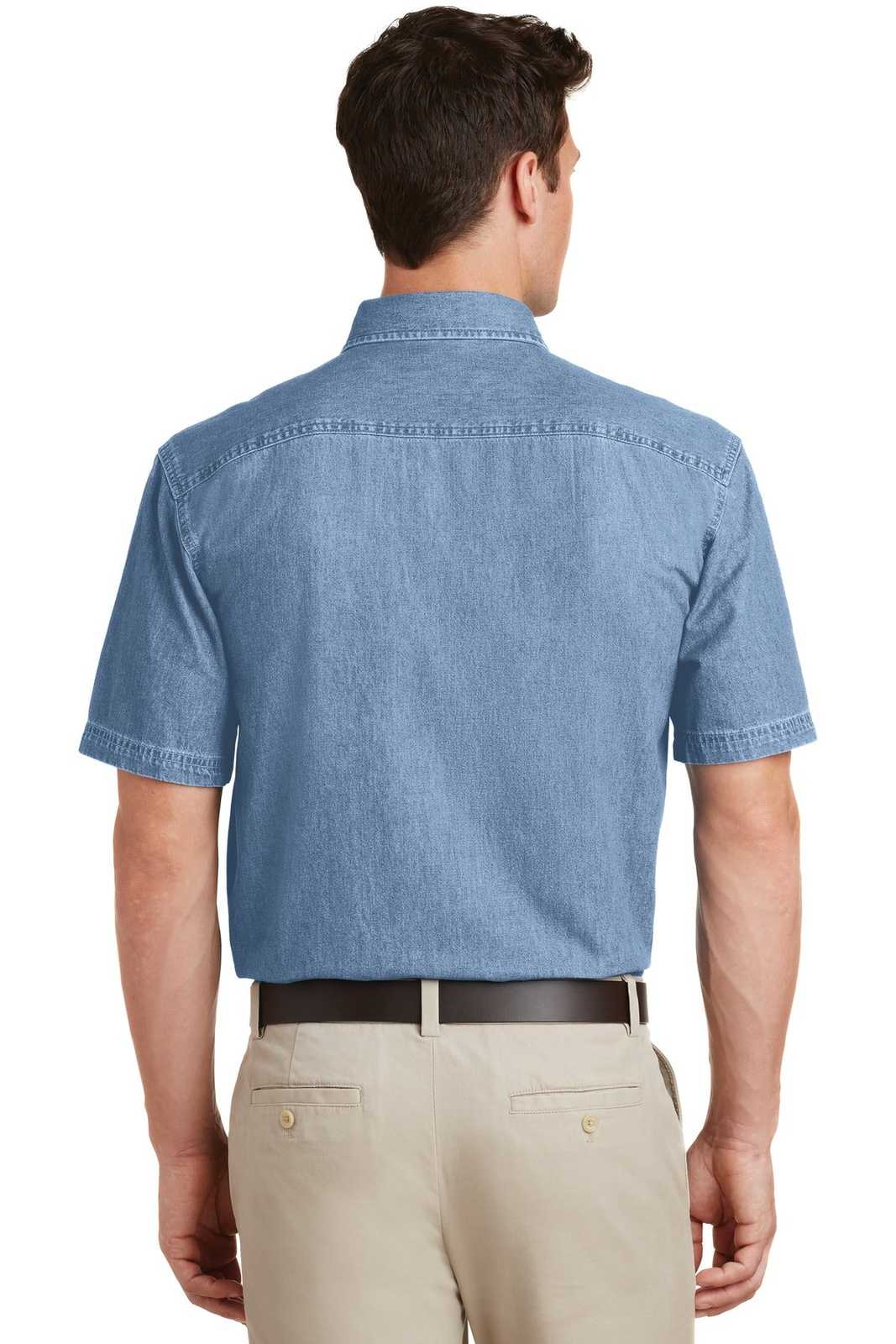 Port &amp; Company SP11 Short Sleeve Value Denim Shirt - Faded Blue - HIT a Double - 2