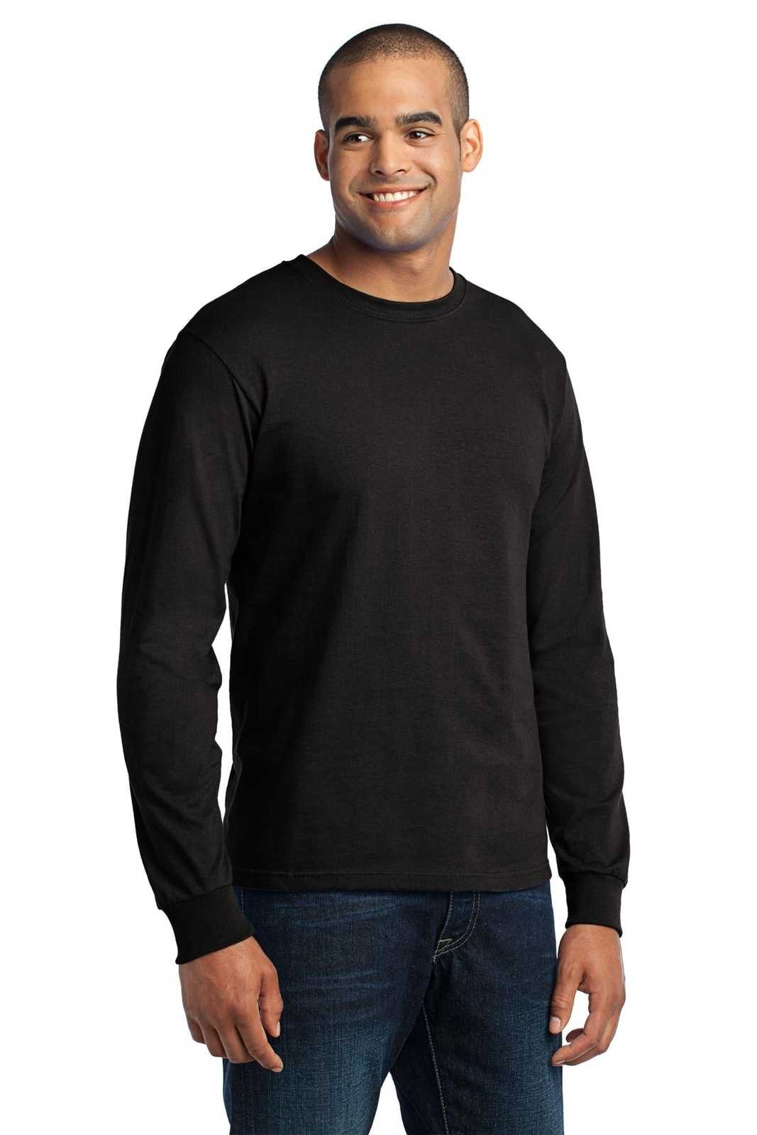 Port &amp; Company USA100LS Long Sleeve All-American Tee - Black - HIT a Double - 4