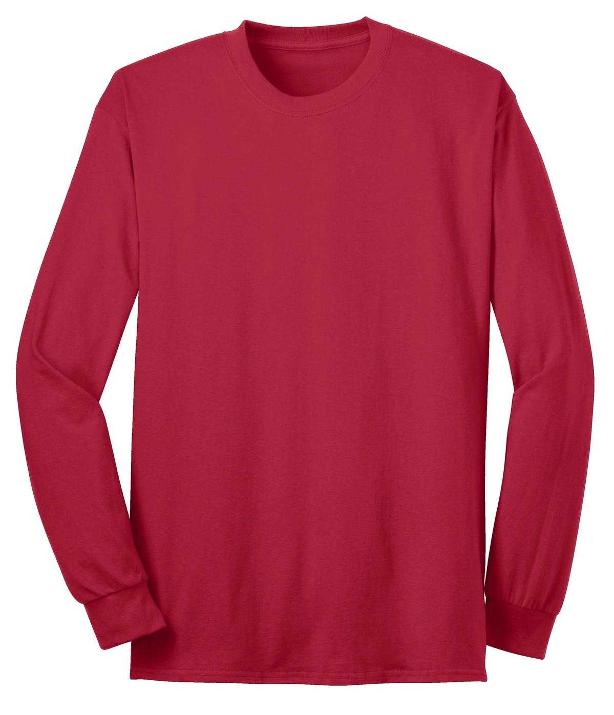 Port &amp; Company USA100LS Long Sleeve All-American Tee - Red - HIT a Double - 5