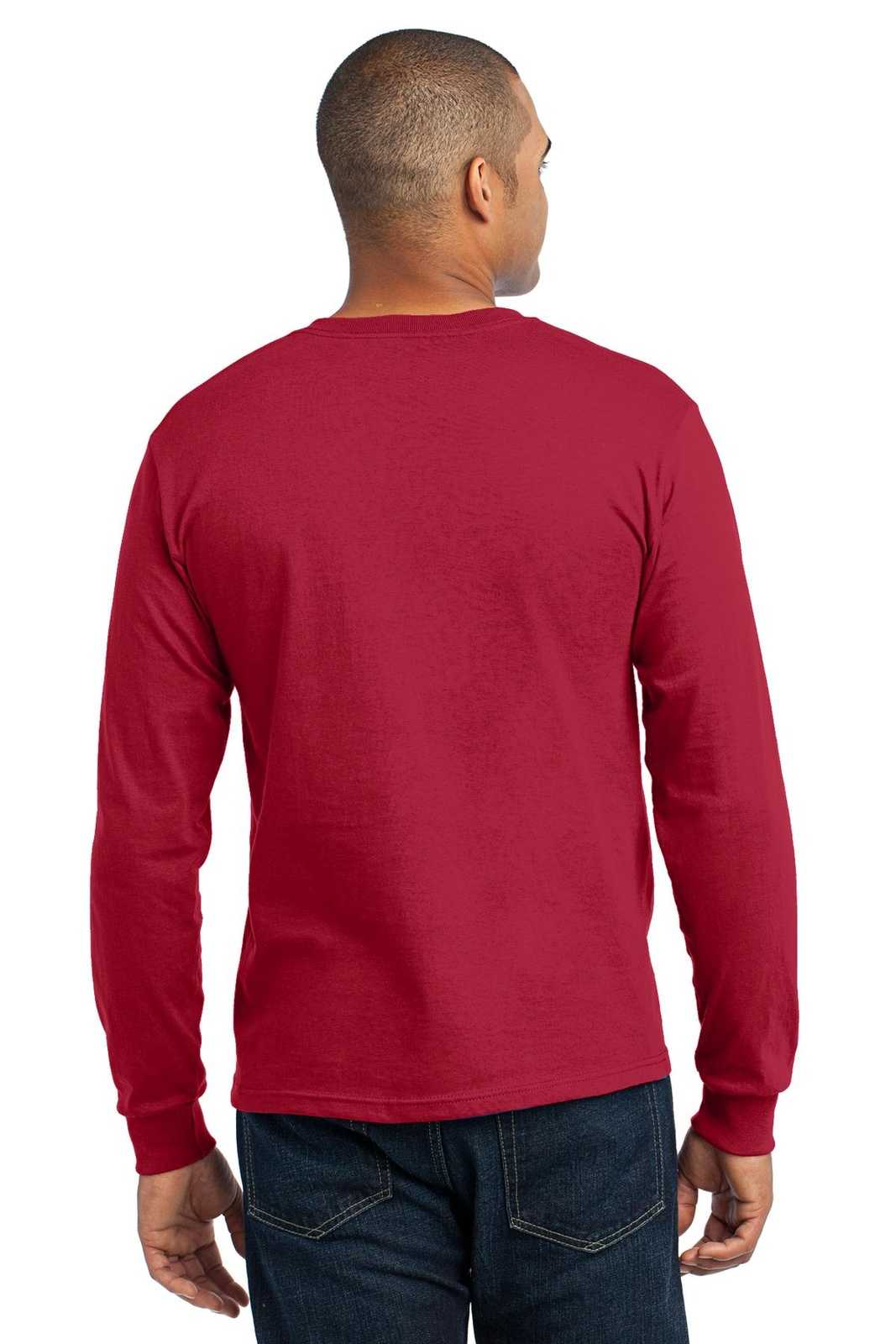 Port &amp; Company USA100LS Long Sleeve All-American Tee - Red - HIT a Double - 2