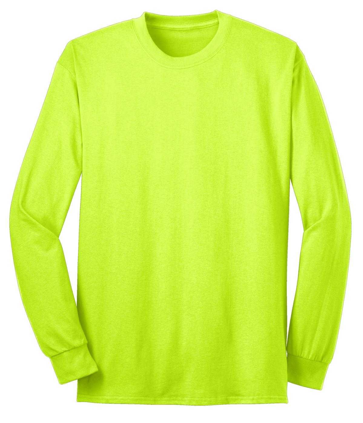 Port &amp; Company USA100LS Long Sleeve All-American Tee - Safety Green - HIT a Double - 5