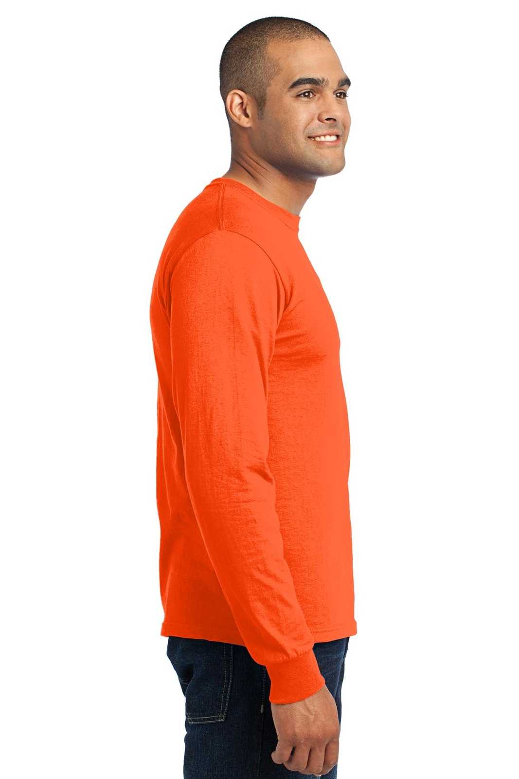 Port &amp; Company USA100LS Long Sleeve All-American Tee - Safety Orange - HIT a Double - 3