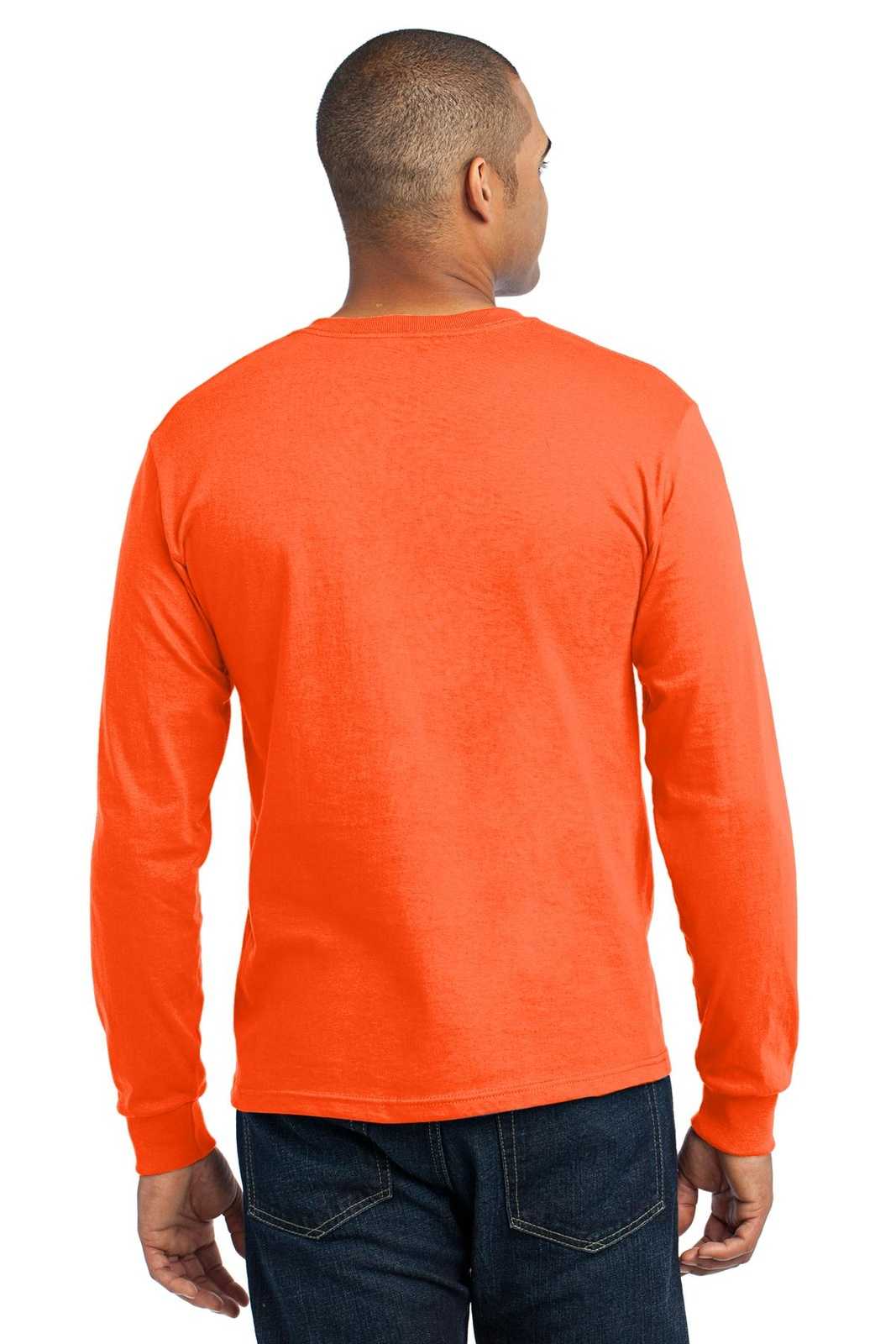 Port & Company USA100LS Long Sleeve All-American Tee - Safety Orange - HIT a Double - 1