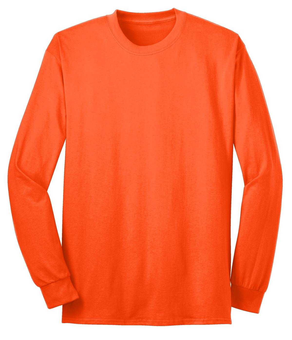 Port &amp; Company USA100LS Long Sleeve All-American Tee - Safety Orange - HIT a Double - 5