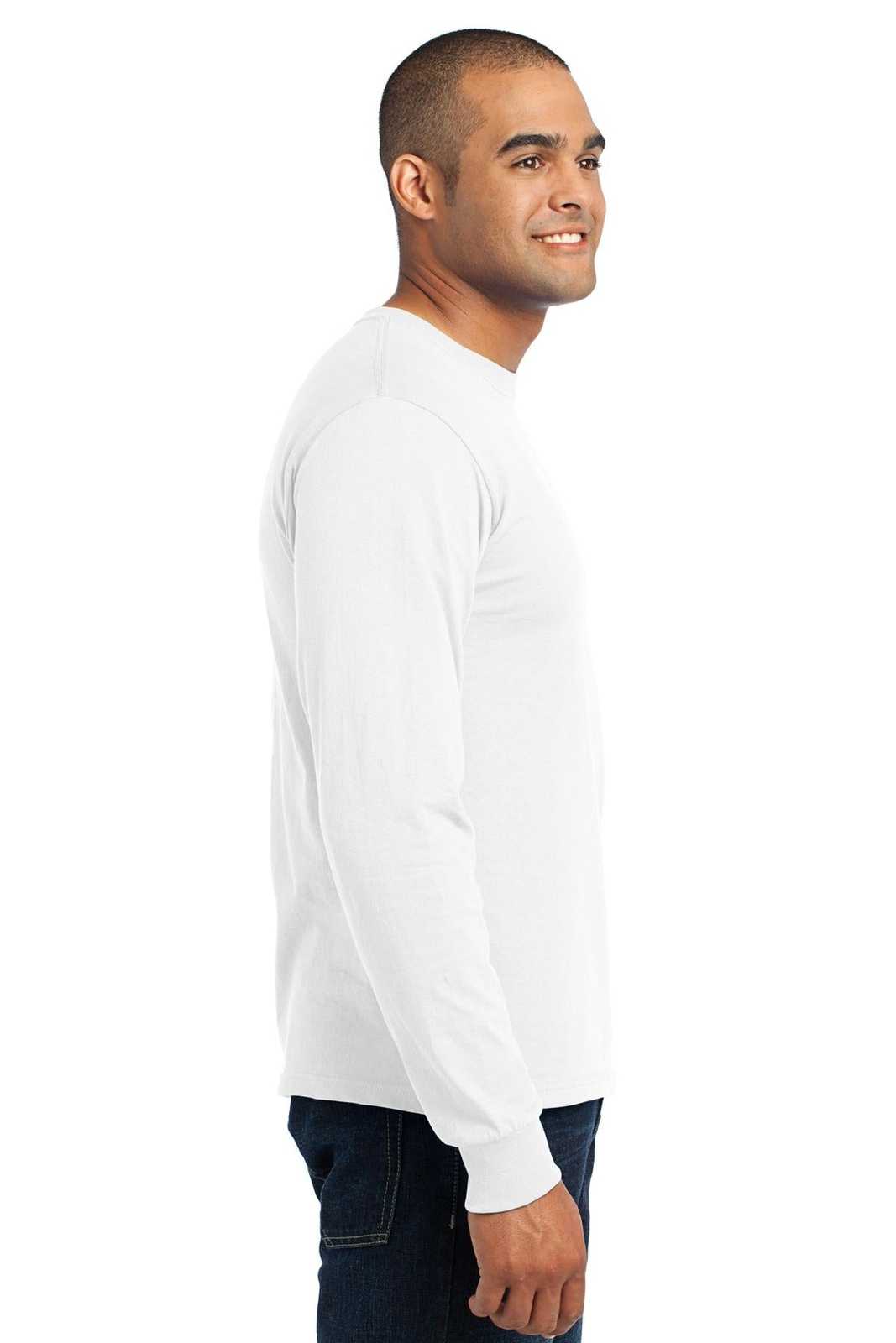 Port &amp; Company USA100LS Long Sleeve All-American Tee - White - HIT a Double - 3
