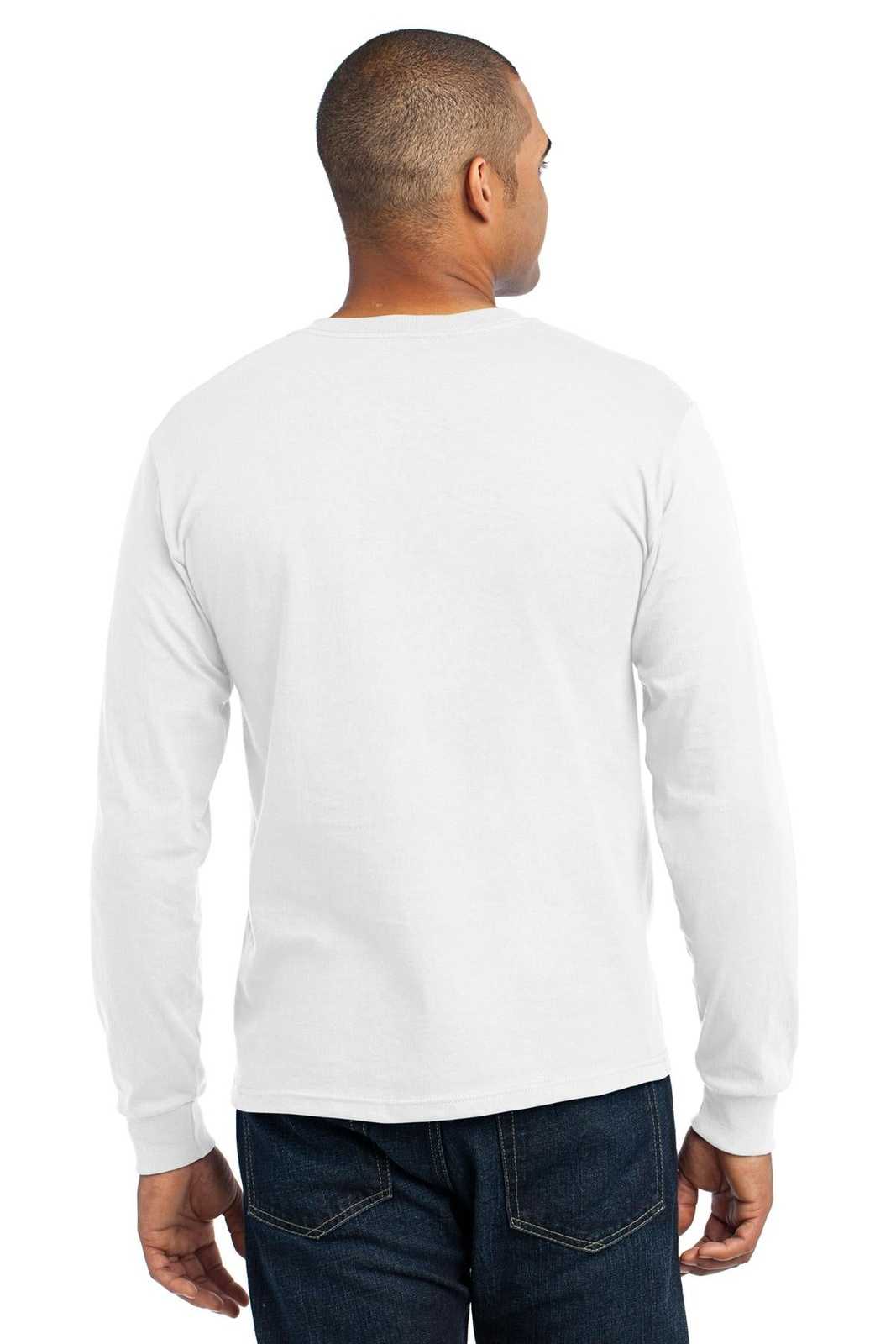 Port &amp; Company USA100LS Long Sleeve All-American Tee - White - HIT a Double - 2