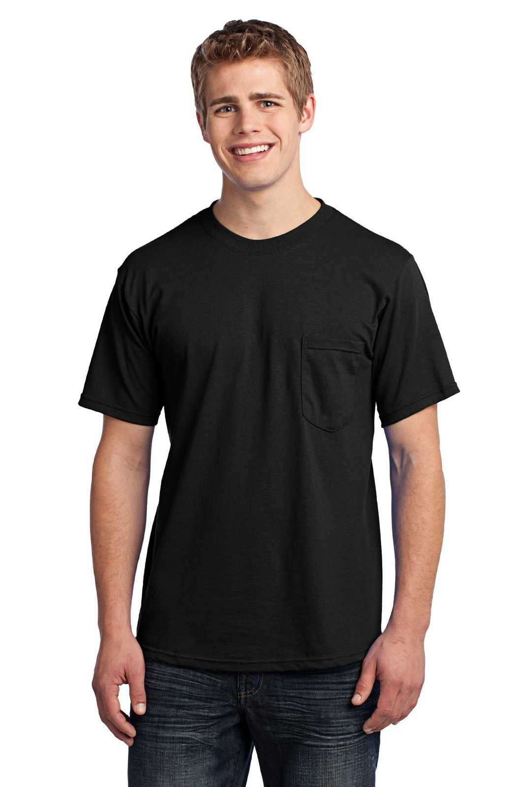 Port &amp; Company USA100P All-American Pocket Tee - Black - HIT a Double - 1