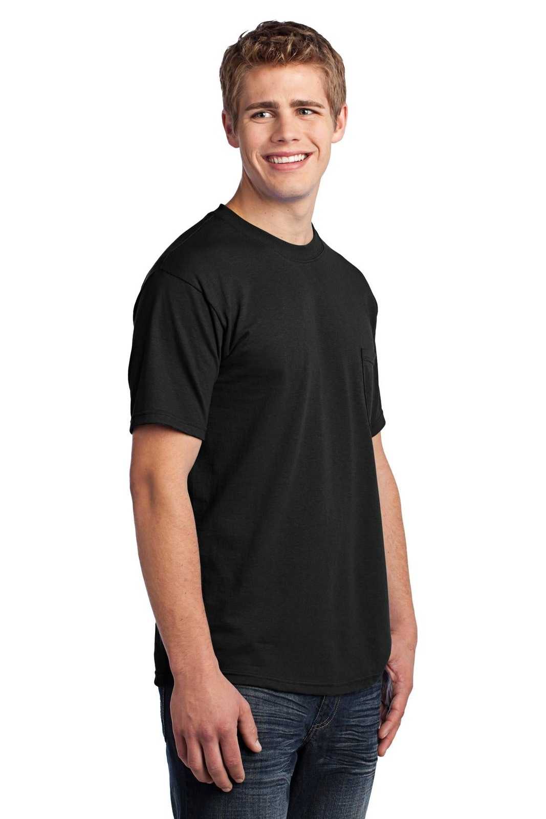 Port &amp; Company USA100P All-American Pocket Tee - Black - HIT a Double - 4