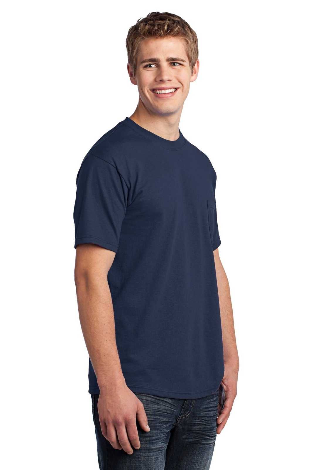Port &amp; Company USA100P All-American Pocket Tee - Navy - HIT a Double - 4