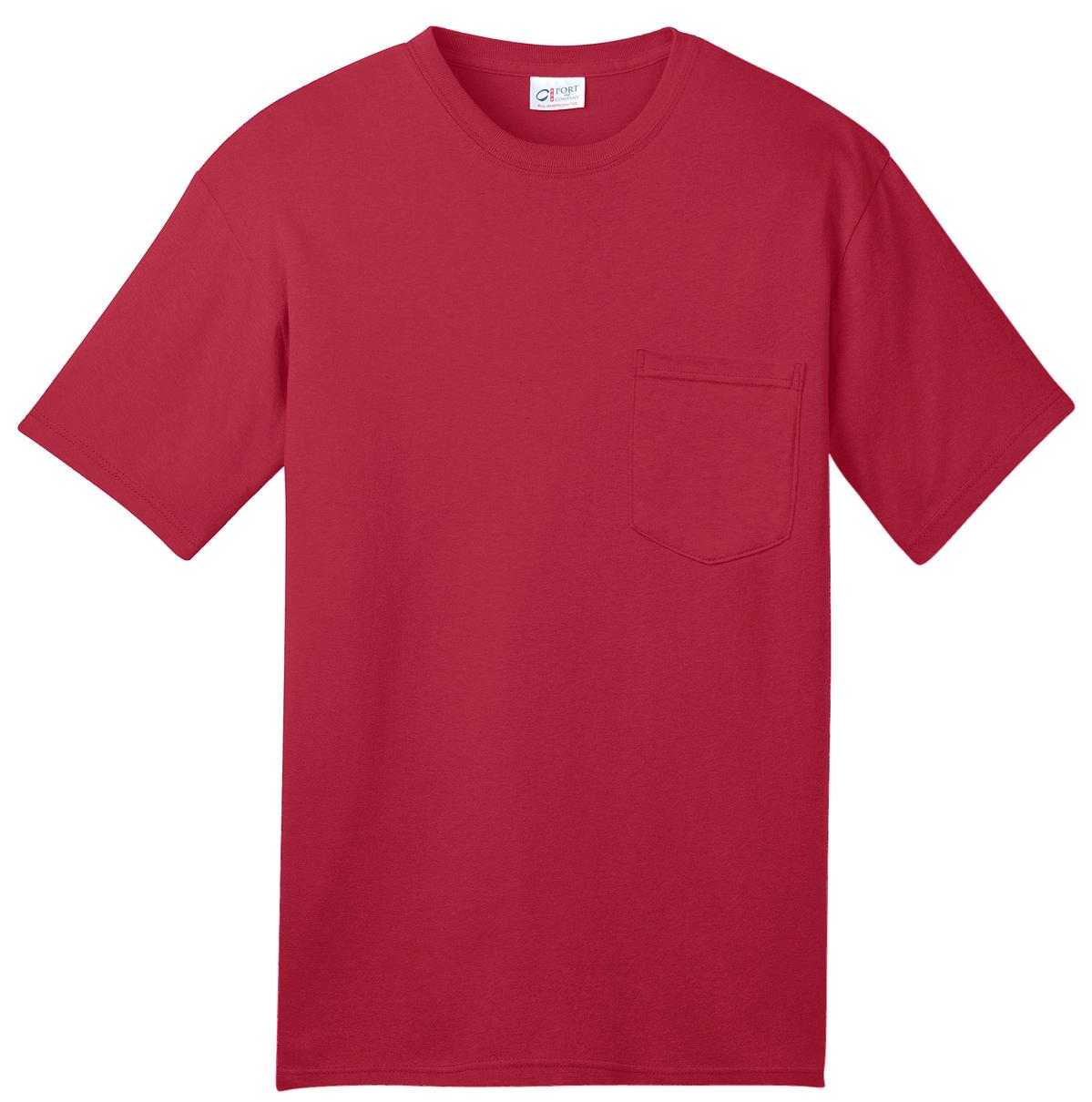 Port &amp; Company USA100P All-American Pocket Tee - Red - HIT a Double - 5