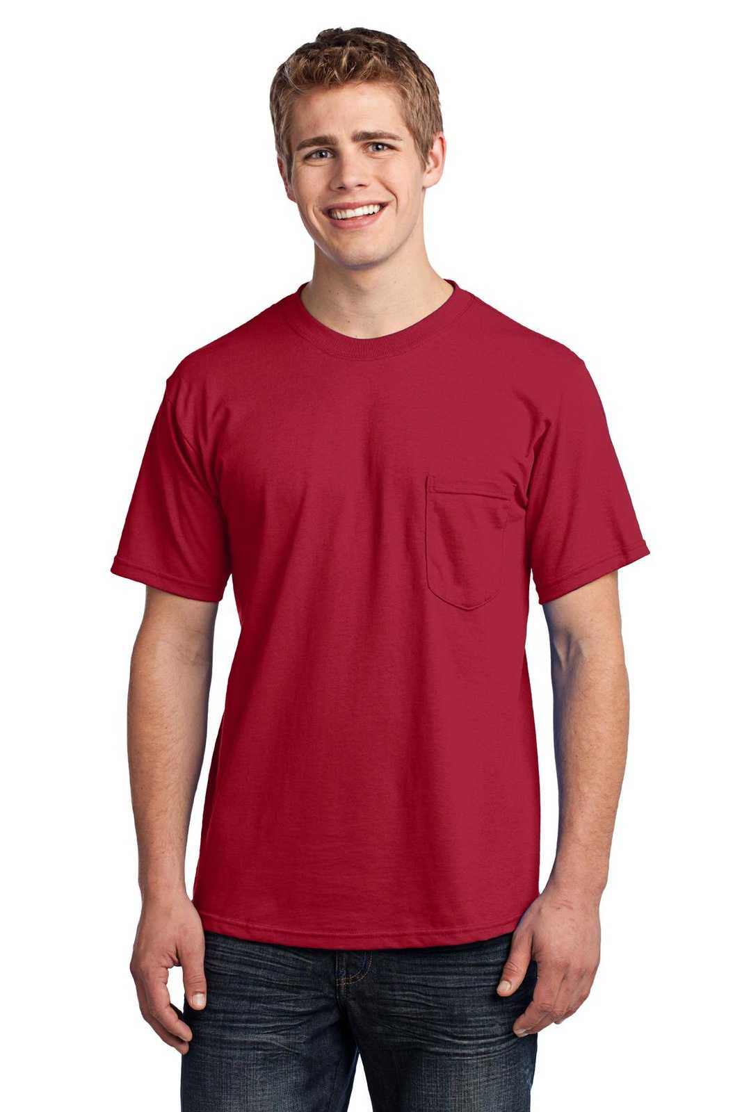 Port &amp; Company USA100P All-American Pocket Tee - Red - HIT a Double - 1