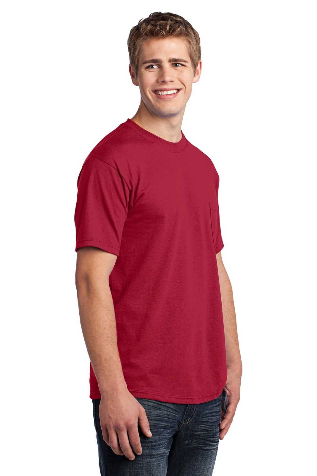 Port &amp; Company USA100P All-American Pocket Tee - Red - HIT a Double - 4