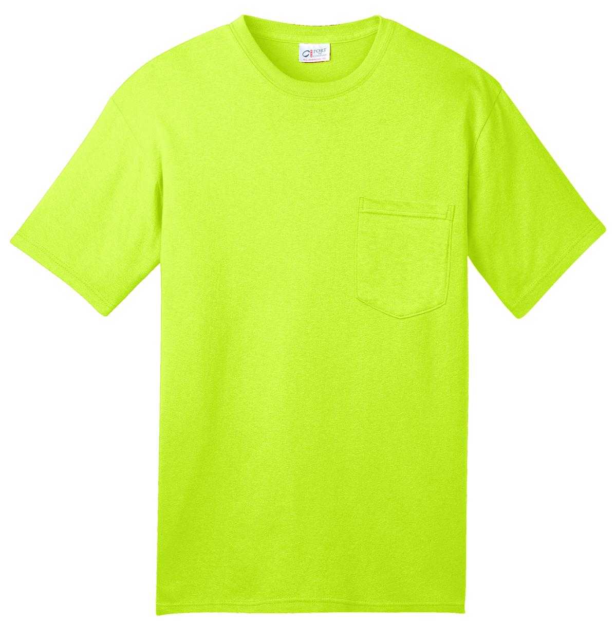 Port &amp; Company USA100P All-American Pocket Tee - Safety Green - HIT a Double - 5