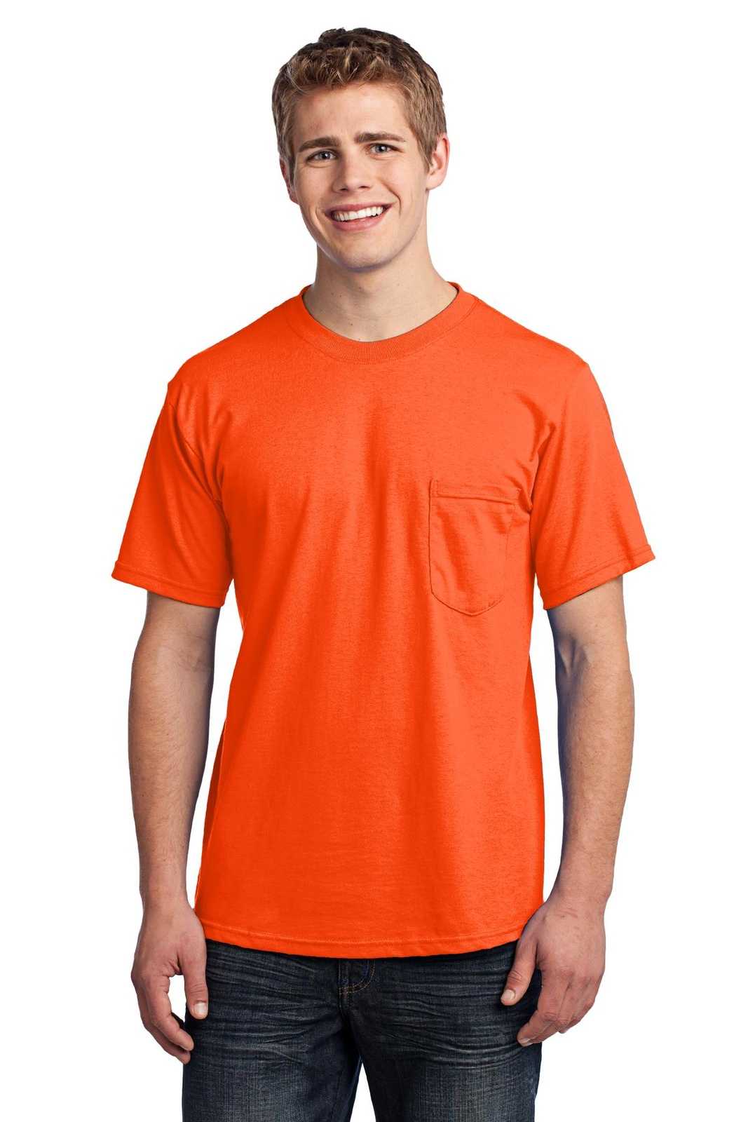 Port &amp; Company USA100P All-American Pocket Tee - Safety Orange - HIT a Double - 1