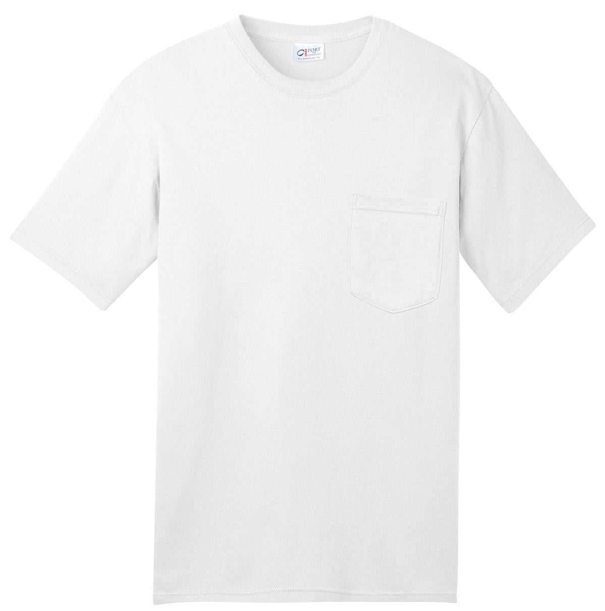 Port &amp; Company USA100P All-American Pocket Tee - White - HIT a Double - 5