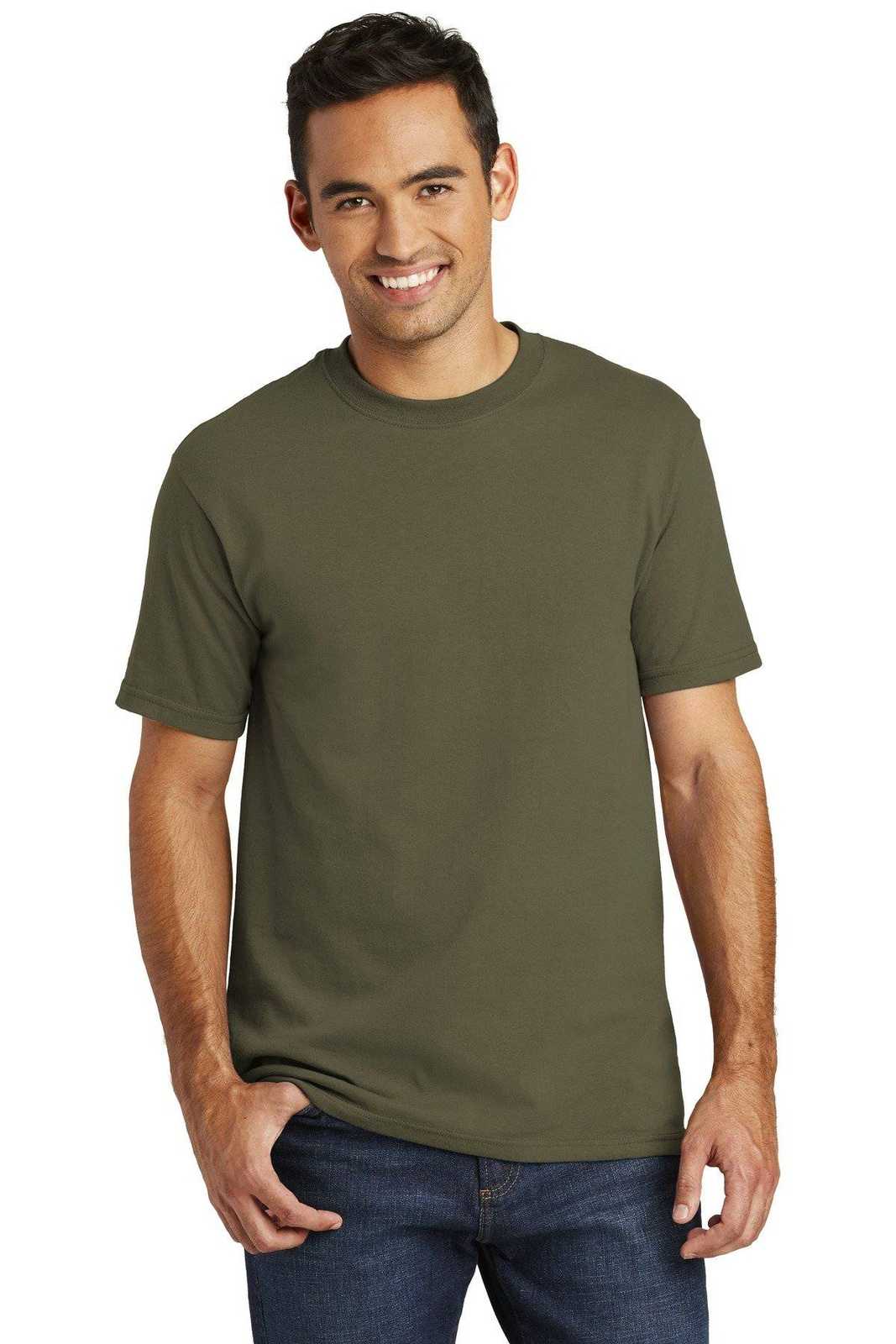 Port &amp; Company USA100 All-American Tee - Olive Drab Green - HIT a Double - 1