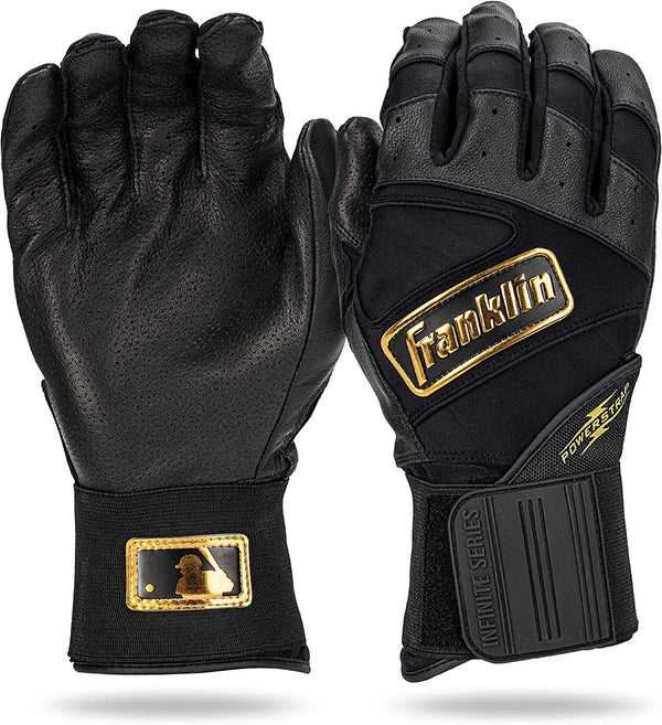 Franklin Powerstrap Infinite Series Adult Batting Gloves - Black Gold - HIT a Double - 1
