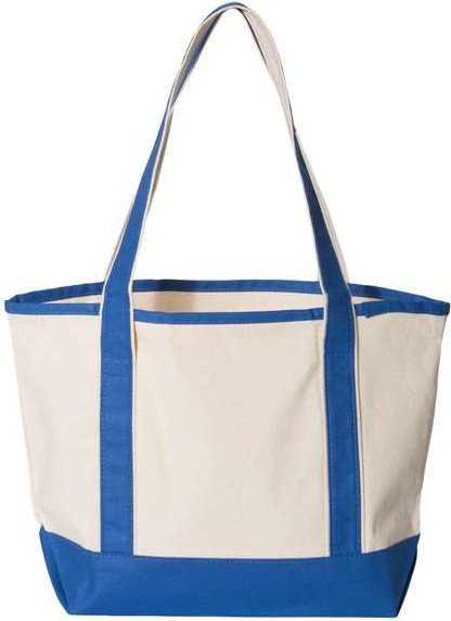 Q-Tees Q125800 20L Small Deluxe Tote - Natural/ Royal - HIT a Double - 2