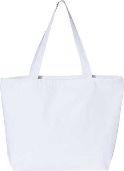 Q-Tees Q611 25L Zippered Tote - White - HIT a Double - 2