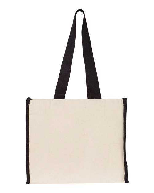 Q-Tees Q1100 14L Tote with Contrast-Color Handles - Natural Black - HIT a Double