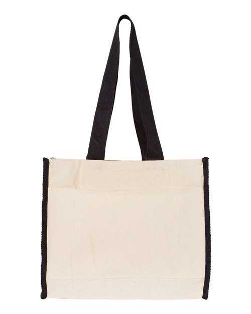 Q-Tees Q1100 14L Tote with Contrast-Color Handles - Natural Black - HIT a Double