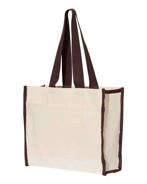 Q-Tees Q1100 14L Tote with Contrast-Color Handles - Natural Chocolate - HIT a Double