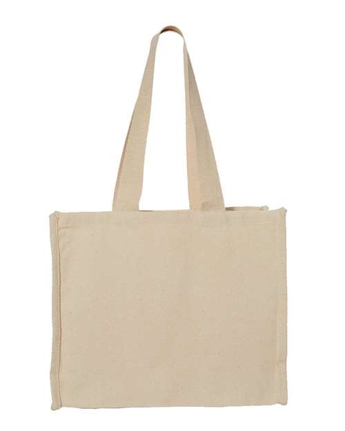Q-Tees Q1100 14L Tote with Contrast-Color Handles - Natural Natural - HIT a Double