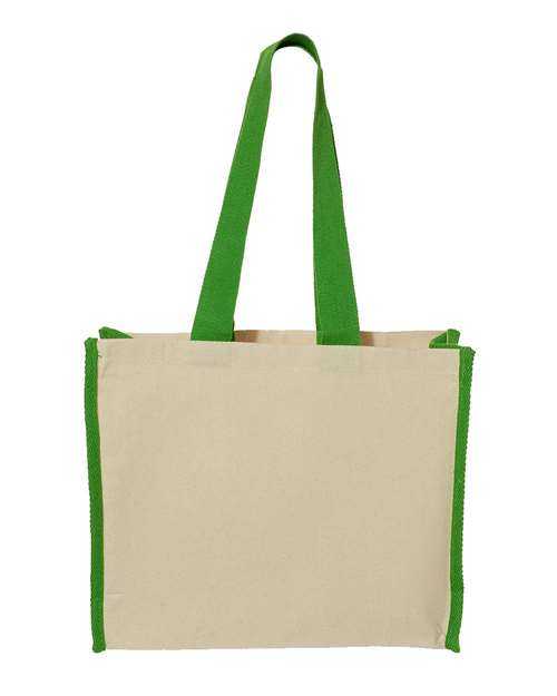 Q-Tees Q1100 14L Tote with Contrast-Color Handles - Natural Lime - HIT a Double
