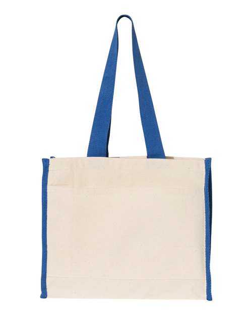 Q-Tees Q1100 14L Tote with Contrast-Color Handles - Natural Royal - HIT a Double