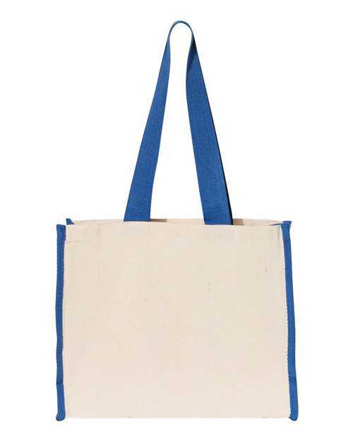 Q-Tees Q1100 14L Tote with Contrast-Color Handles - Natural Royal - HIT a Double