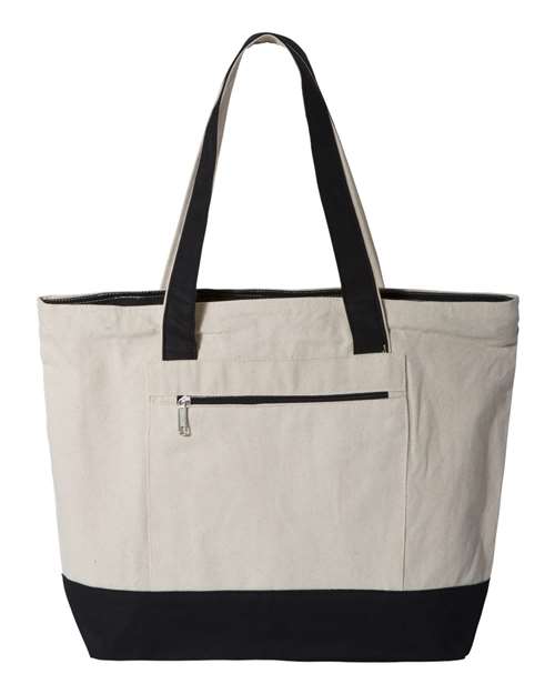 Q-Tees Q1300 19L Zippered Tote - Natural Black - HIT a Double