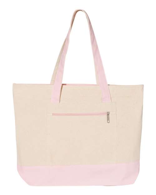 Q-Tees Q1300 19L Zippered Tote - Natural Light Pink - HIT a Double
