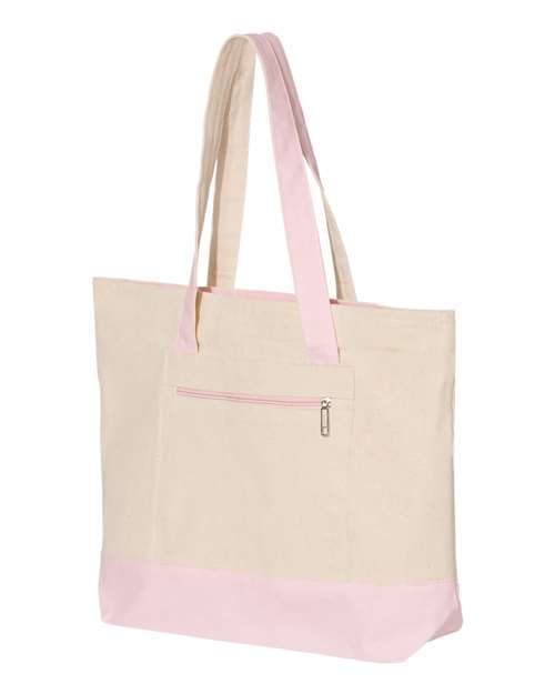Q-Tees Q1300 19L Zippered Tote - Natural Light Pink - HIT a Double