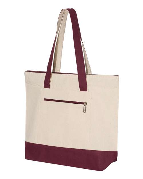 Q-Tees Q1300 19L Zippered Tote - Natural Maroon - HIT a Double
