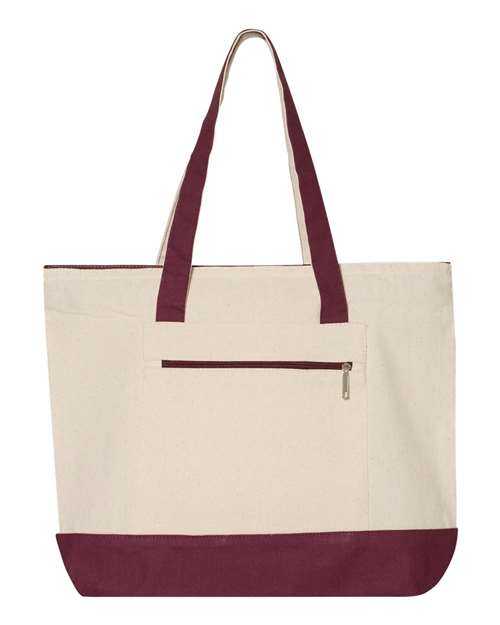 Q-Tees Q1300 19L Zippered Tote - Natural Maroon - HIT a Double