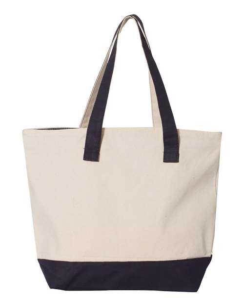 Q-Tees Q1300 19L Zippered Tote - Natural Navy - HIT a Double