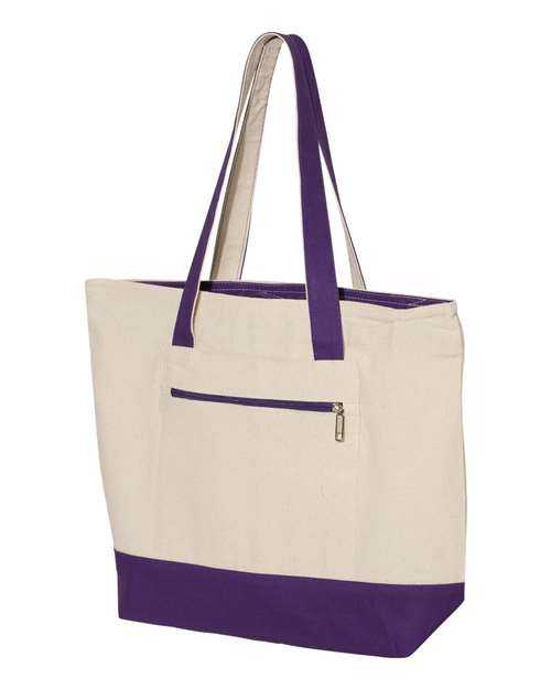 Q-Tees Q1300 19L Zippered Tote - Natural Purple - HIT a Double