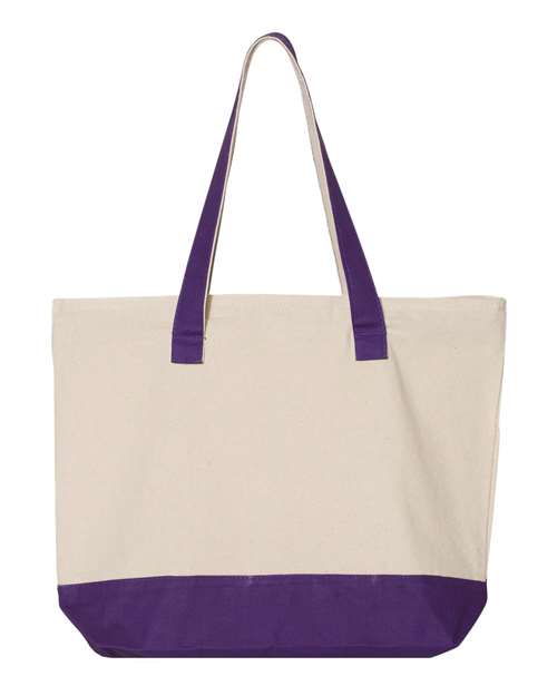 Q-Tees Q1300 19L Zippered Tote - Natural Purple - HIT a Double