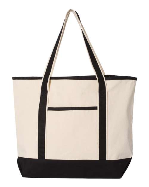 Q-Tees Q1500 34.6L Large Canvas Deluxe Tote - Natural Black - HIT a Double