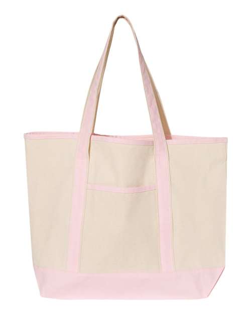 Q-Tees Q1500 34.6L Large Canvas Deluxe Tote - Natural Light Pink - HIT a Double